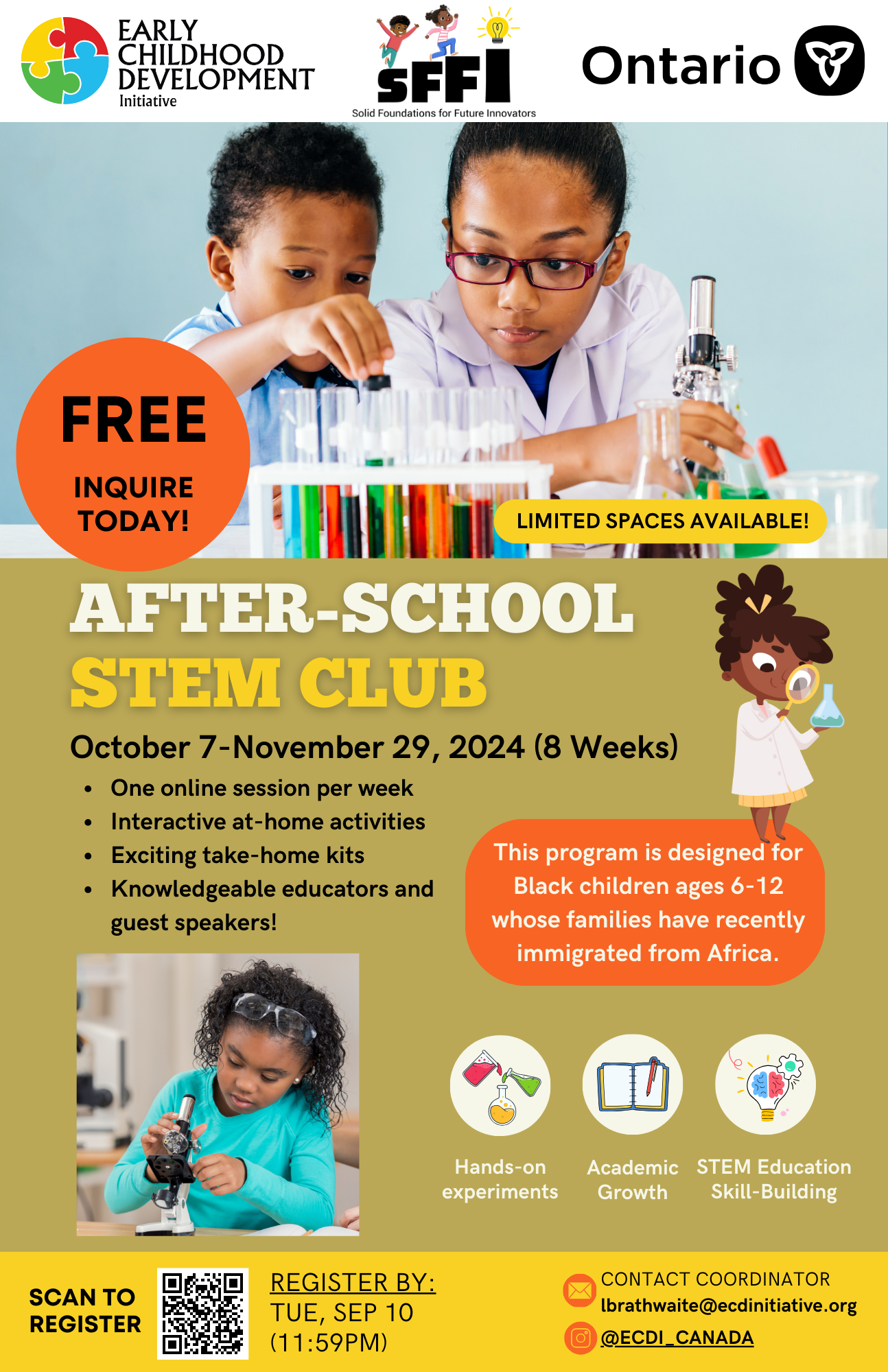 Fall 2024 After School STEM Club flyer